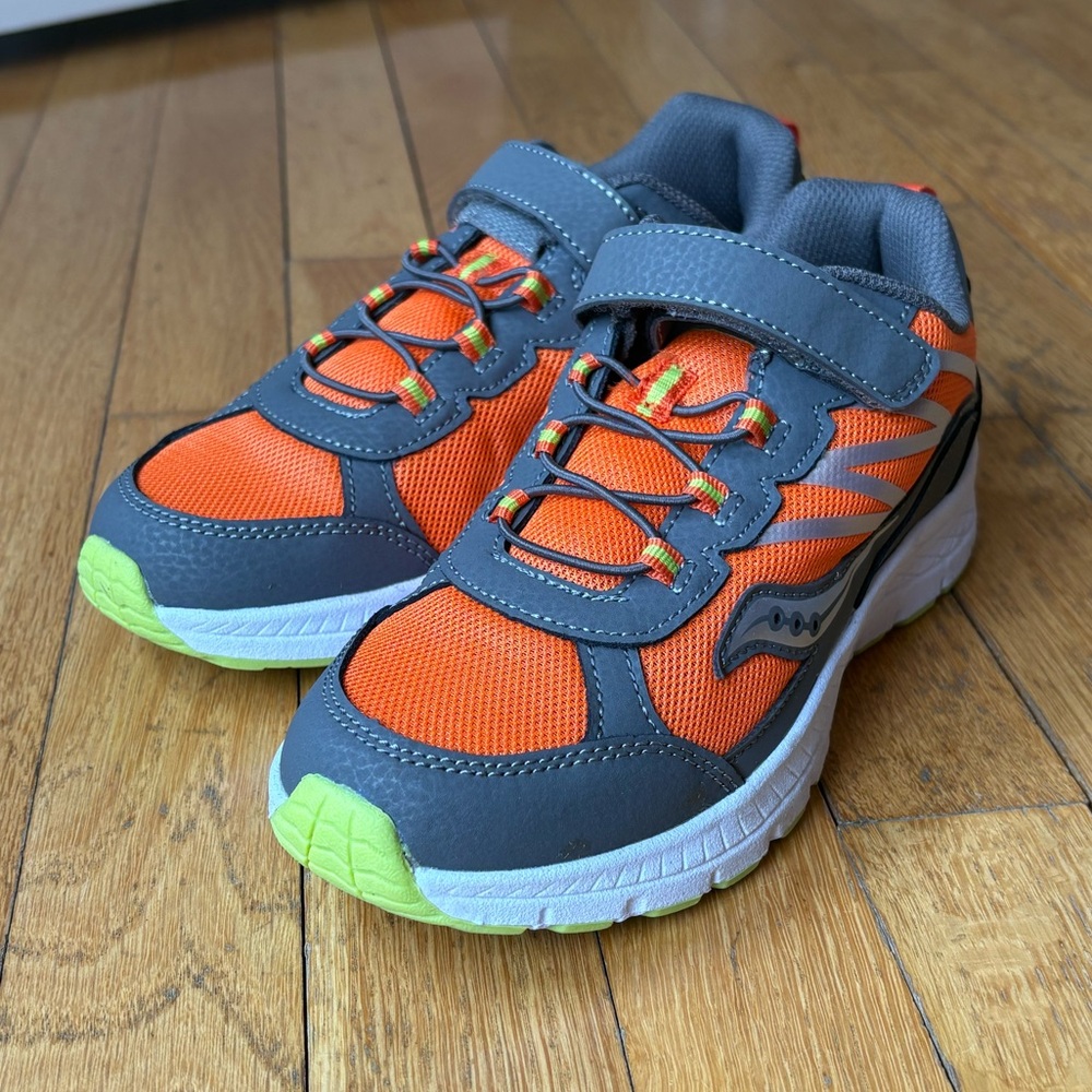 Saucony Kids Orange and Gray Athletic Sneakers